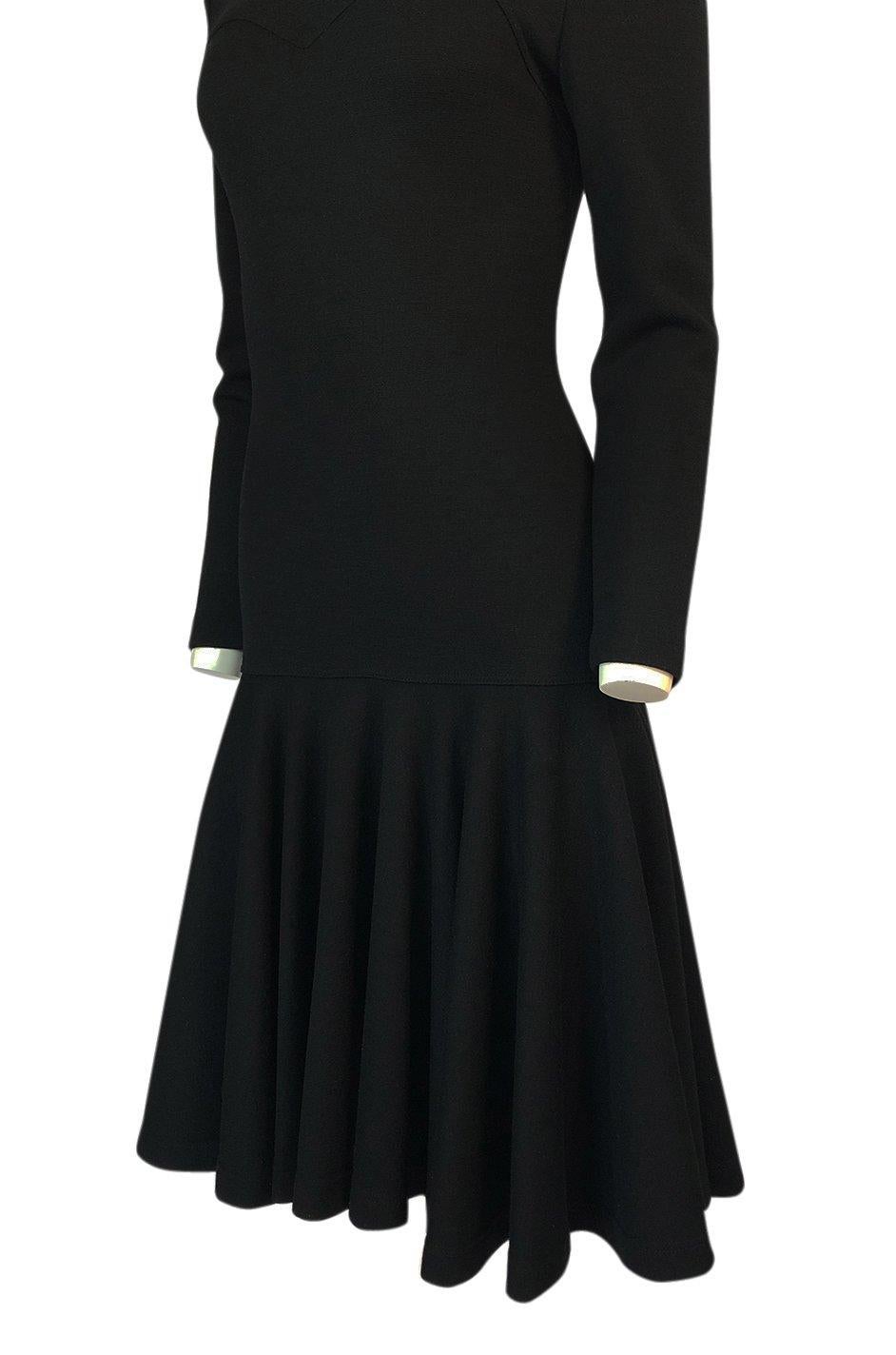 Fall 1988 Patrick Kelly Black Knit Fitted & Flared Skirt Dress 4