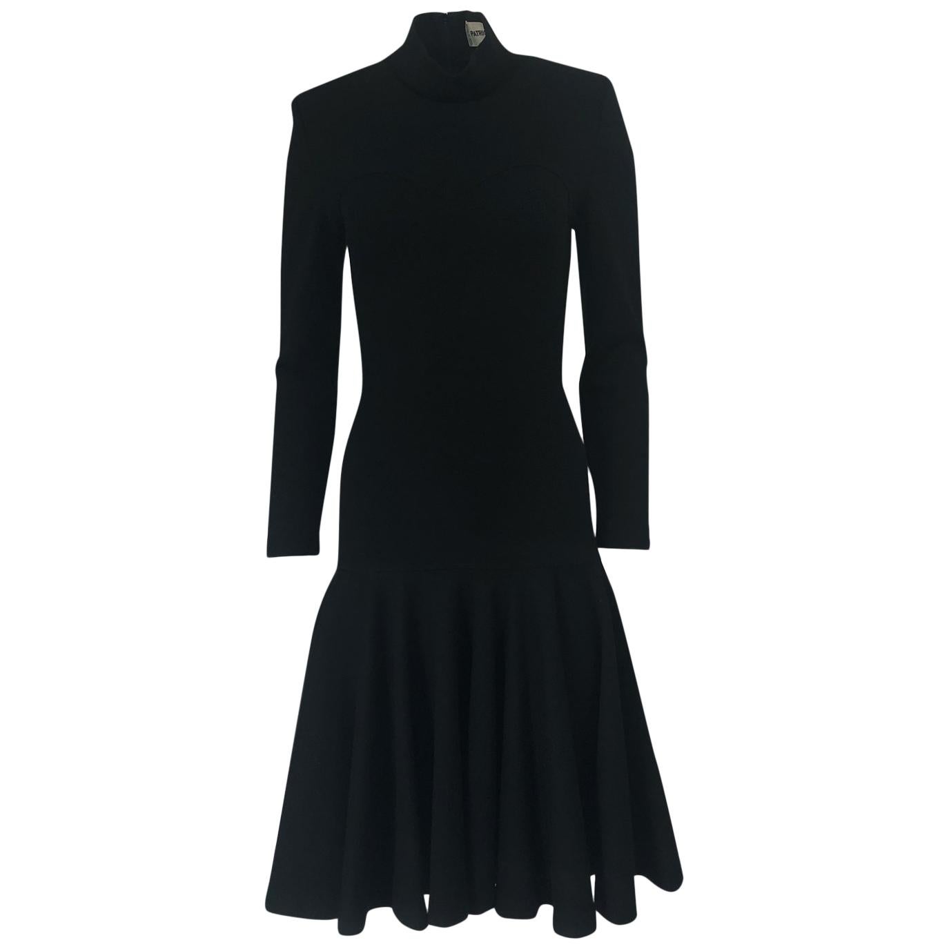 Fall 1988 Patrick Kelly Black Knit Fitted and Flared Skirt Dress at 1stDibs