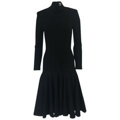 Fall 1988 Patrick Kelly Black Knit Fitted & Flared Skirt Dress