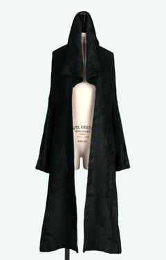 Fall 1989 AZZEDINE ALAÏA Runway Black Velvet Knit Shawl Collar Open Front Jacket