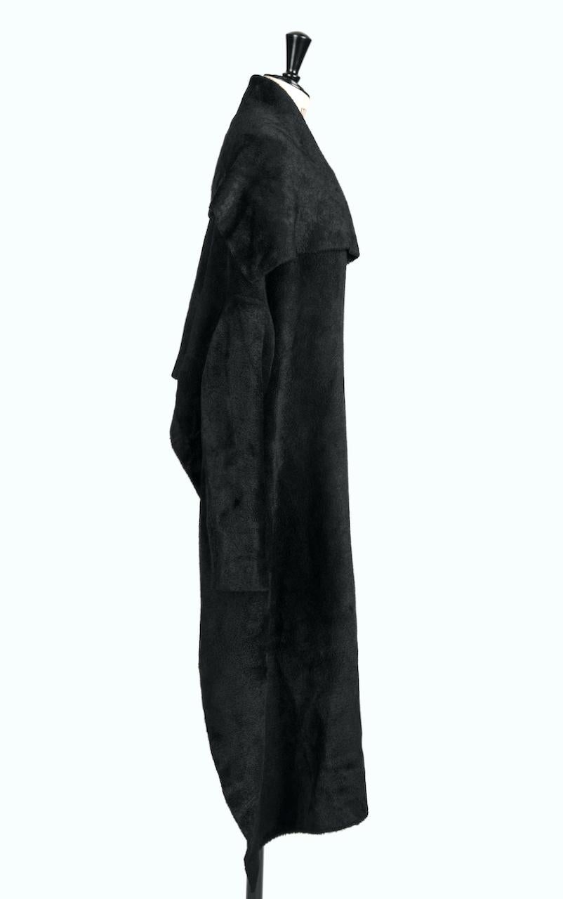 Women's Fall 1989 AZZEDINE ALAÏA Runway Black Velvet Knit Shawl Collar Open Front Jacket For Sale