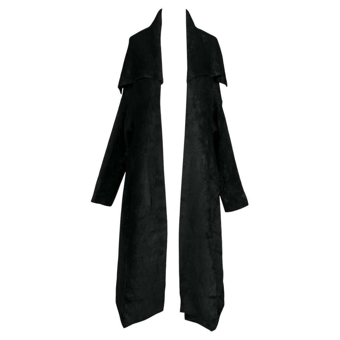Autunno 1989 Azzedine Alaïa - Giacca con collo a scialle in maglia di velluto nero aperta sul davanti
