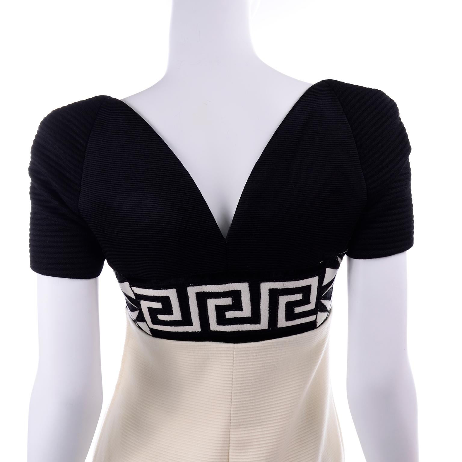 Fall 1991 Atelier Versace Gianni Vintage Black & Cream & White Dress For Sale 1
