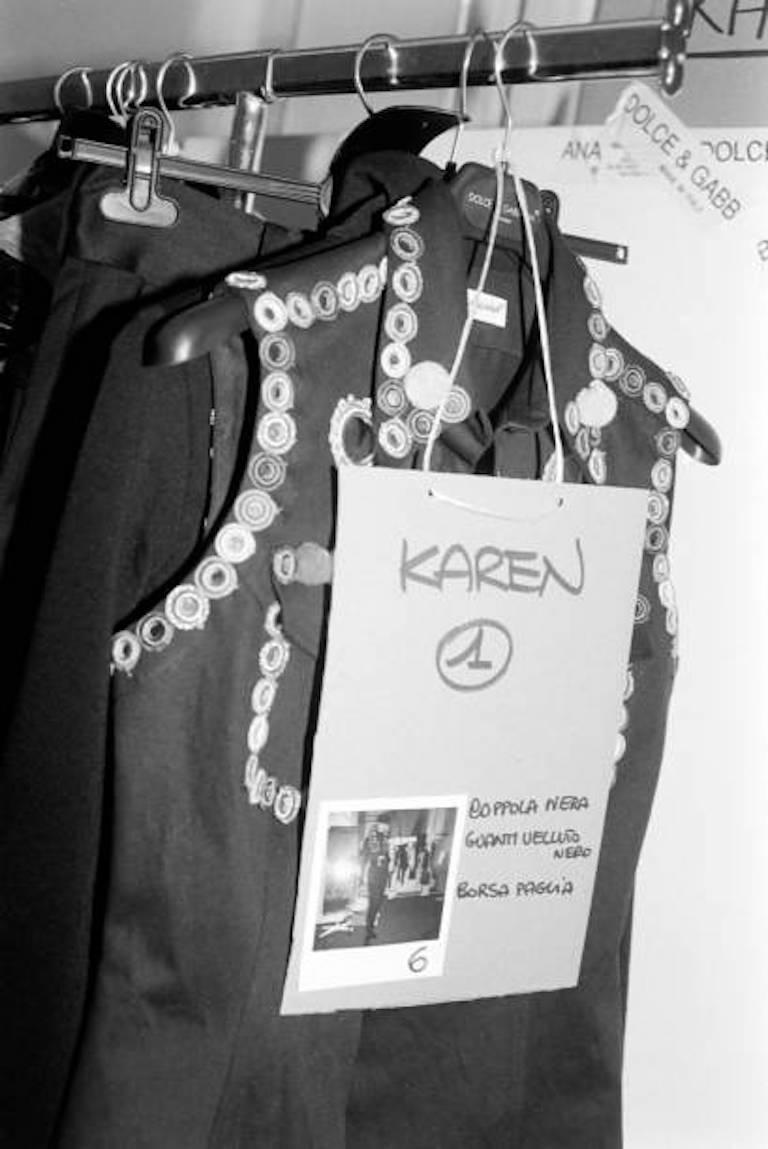 Fall 1992 Documented DOLCE & GABBANA Black Mirror & Tassel Appliqué Velvet Vest For Sale 11