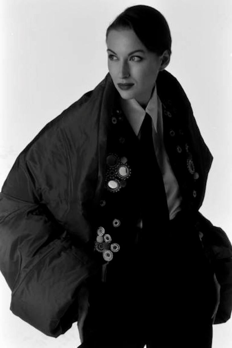 Fall 1992 Documented DOLCE & GABBANA Black Mirror & Tassel Appliqué Velvet Vest For Sale 9