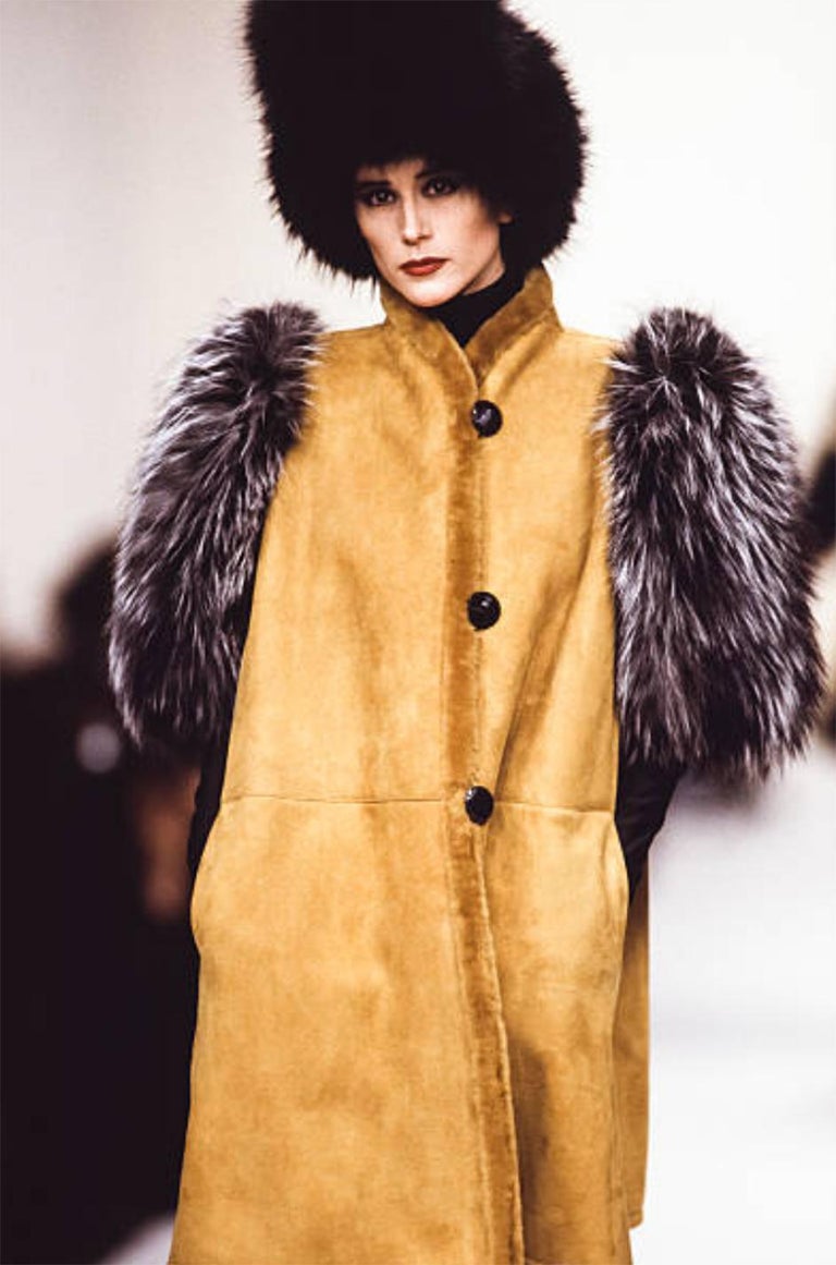 Fall 1992 Yves Saint Laurent Incredible Huge Sleeves Faux Fur Jacket ...