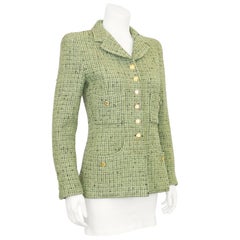 Fall 1997 Chanel Mint Green Bouclé Tweed Jacket