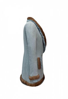 Fall 1997 CHRISTIAN DIOR by GALLIANO BLUE WOOL/SILK COAT Size Fr 42 - US 10
