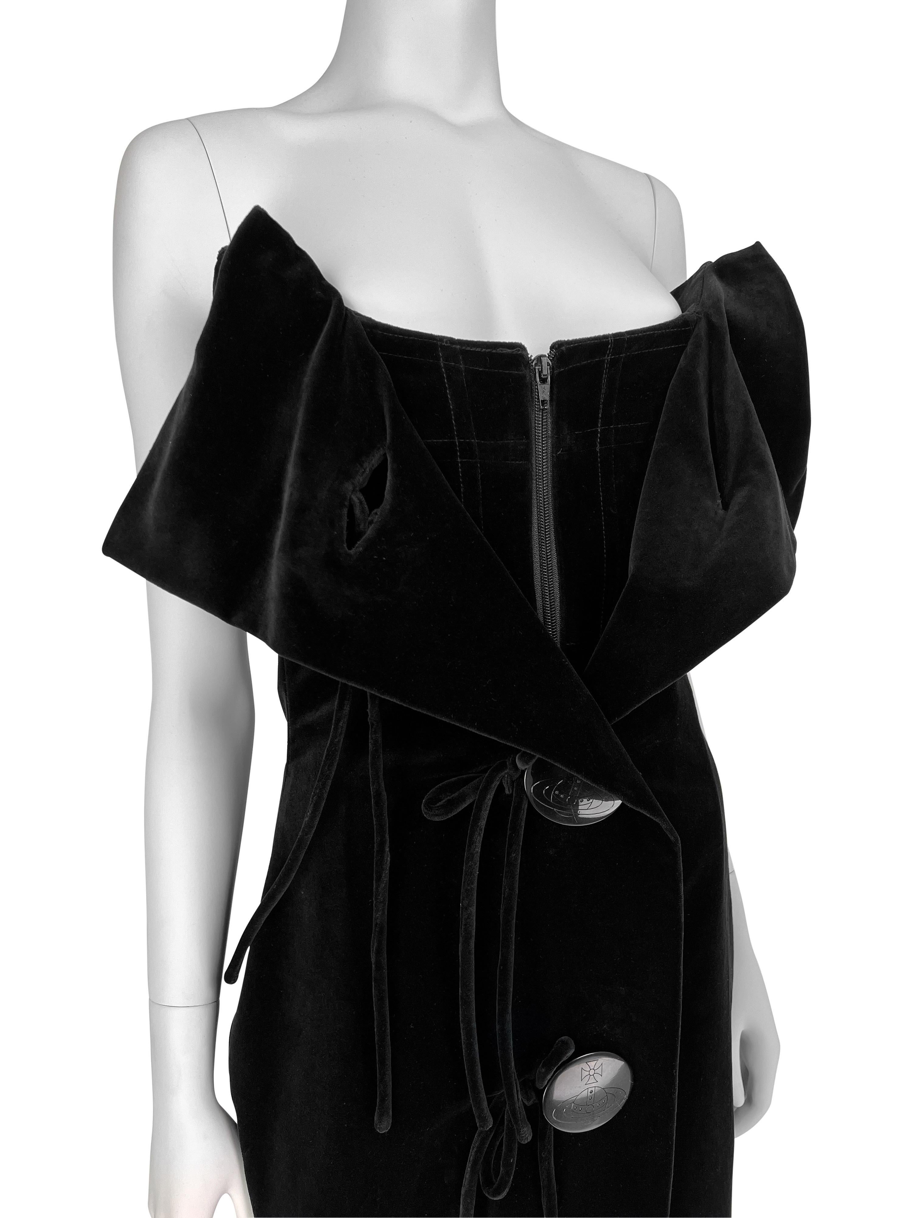 Fall 1998 Vivienne Westwood Corseted Velvet Dress For Sale 6