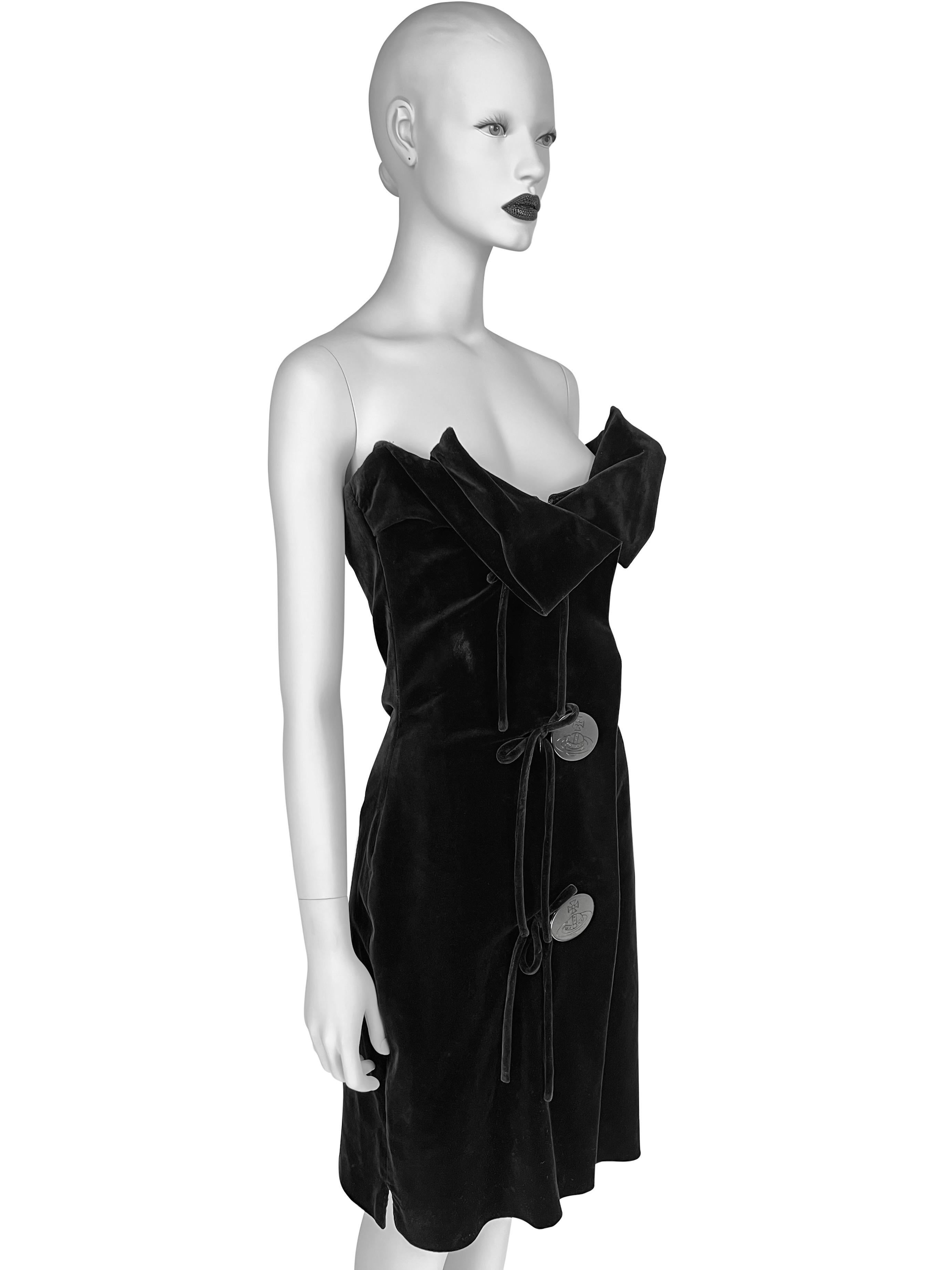 Fall 1998 Vivienne Westwood Corseted Velvet Dress For Sale 9