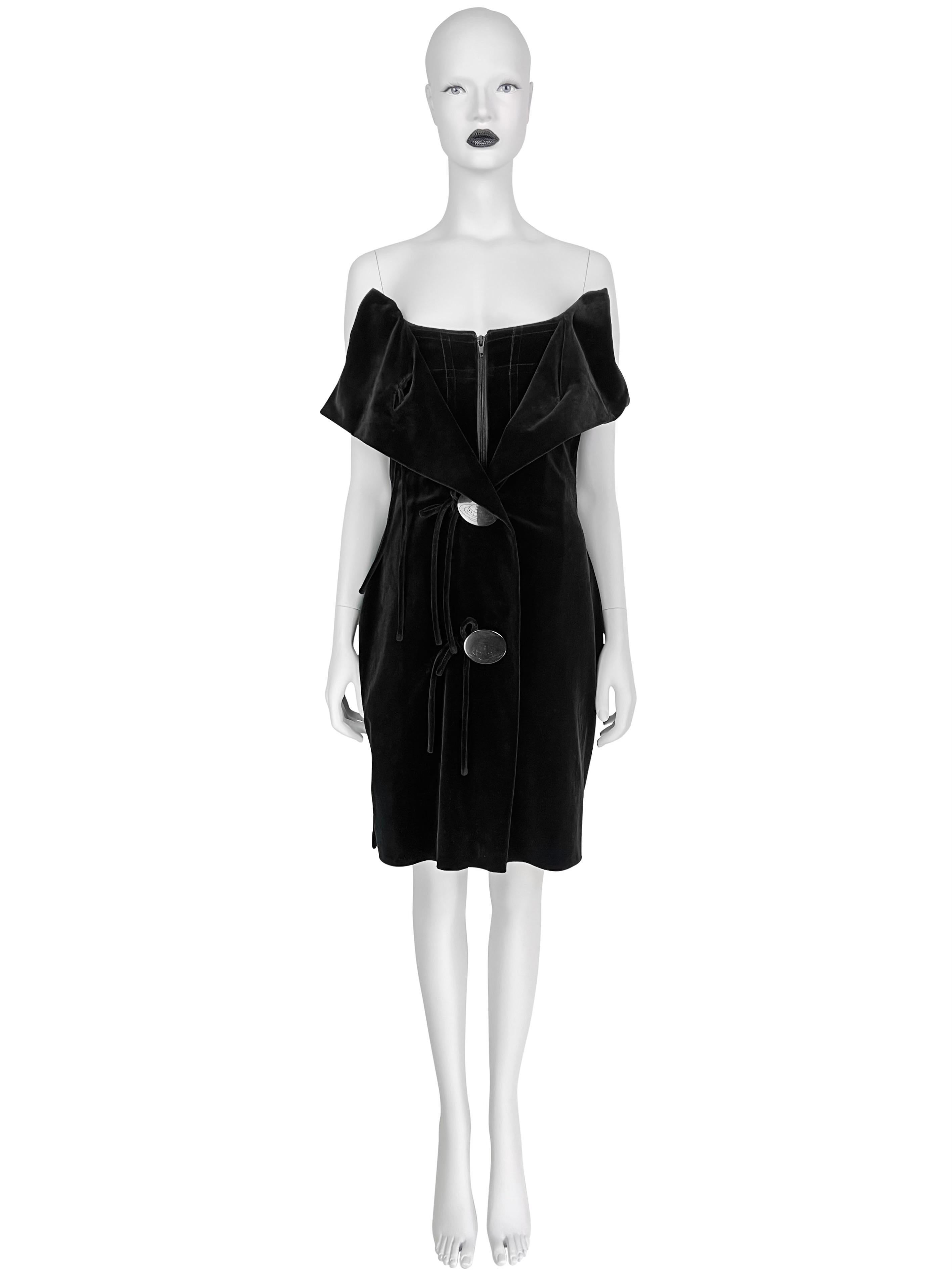 Black Fall 1998 Vivienne Westwood Corseted Velvet Dress For Sale