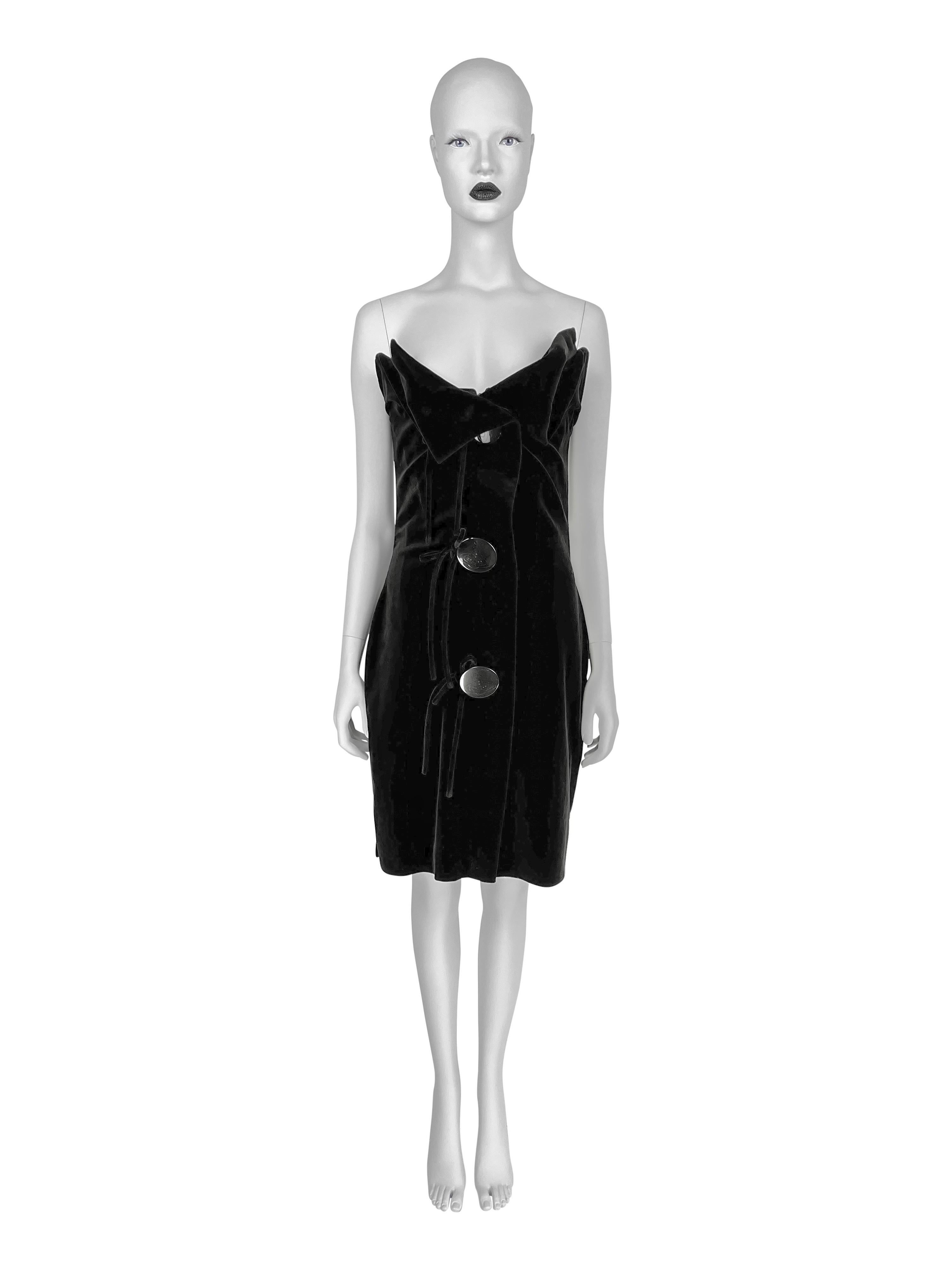 Fall 1998 Vivienne Westwood Corseted Velvet Dress In Good Condition For Sale In Prague, CZ