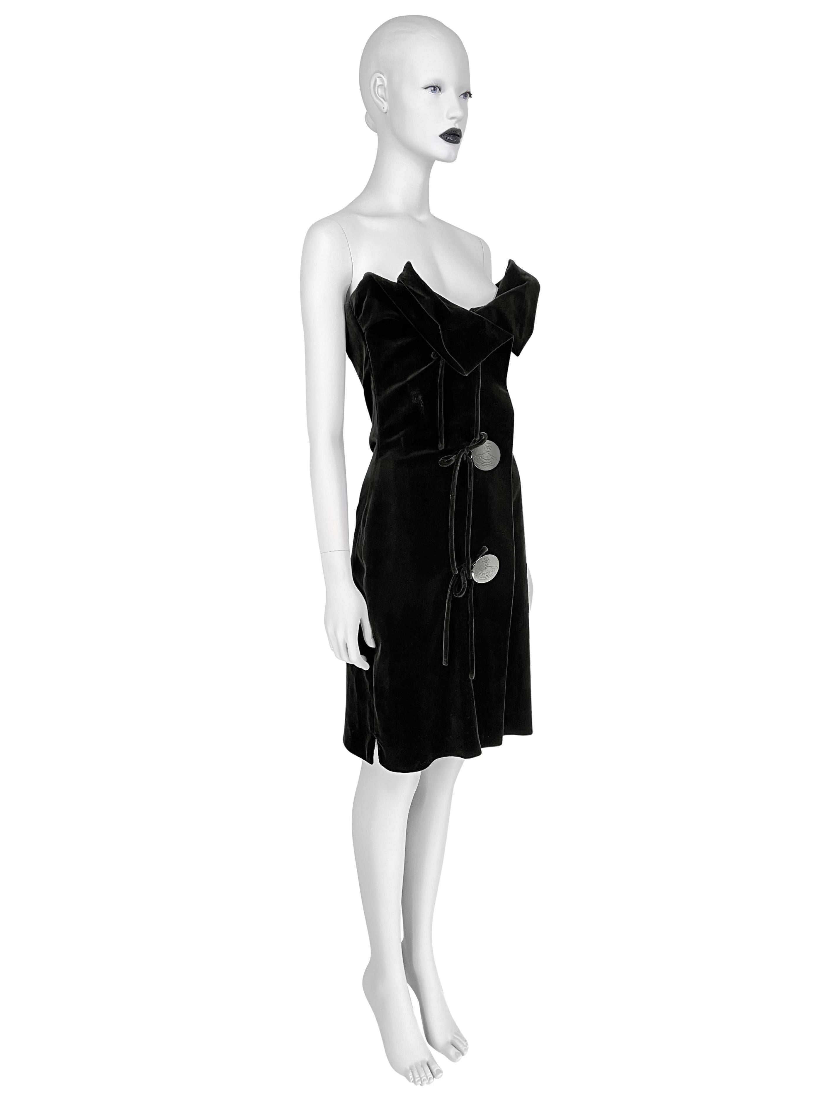 Women's Fall 1998 Vivienne Westwood Corseted Velvet Dress For Sale