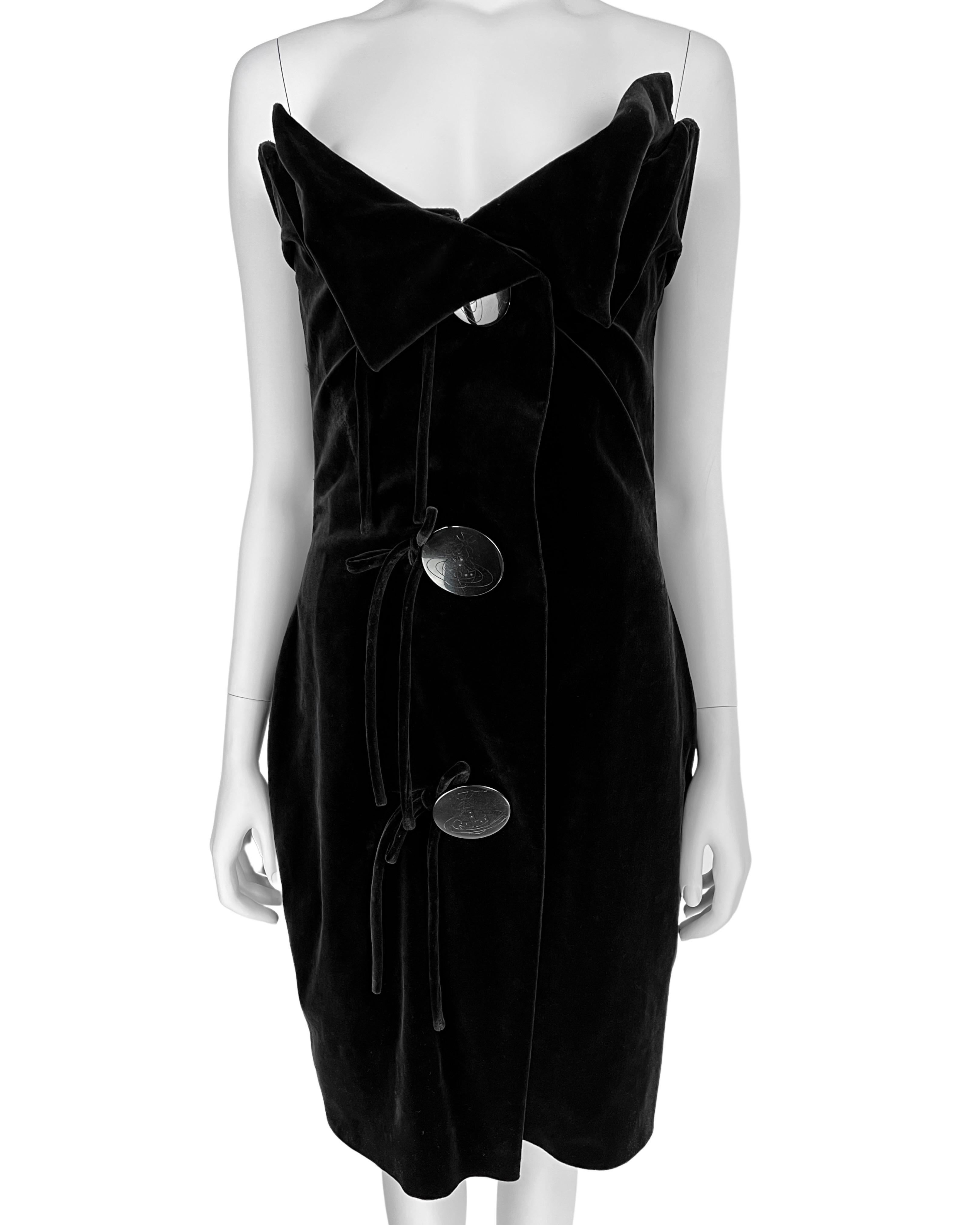 Fall 1998 Vivienne Westwood Corseted Velvet Dress For Sale 3