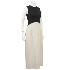 Fall 1999 Chanel Black and Cream Felted Wool Maxi Dress