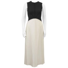 Vintage Fall 1999 Chanel Black and Cream Felted Wool Maxi Dress