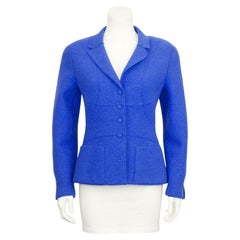 Herbst 1999 Chanel Periwinkle Felted Wolle taillierte Jacke