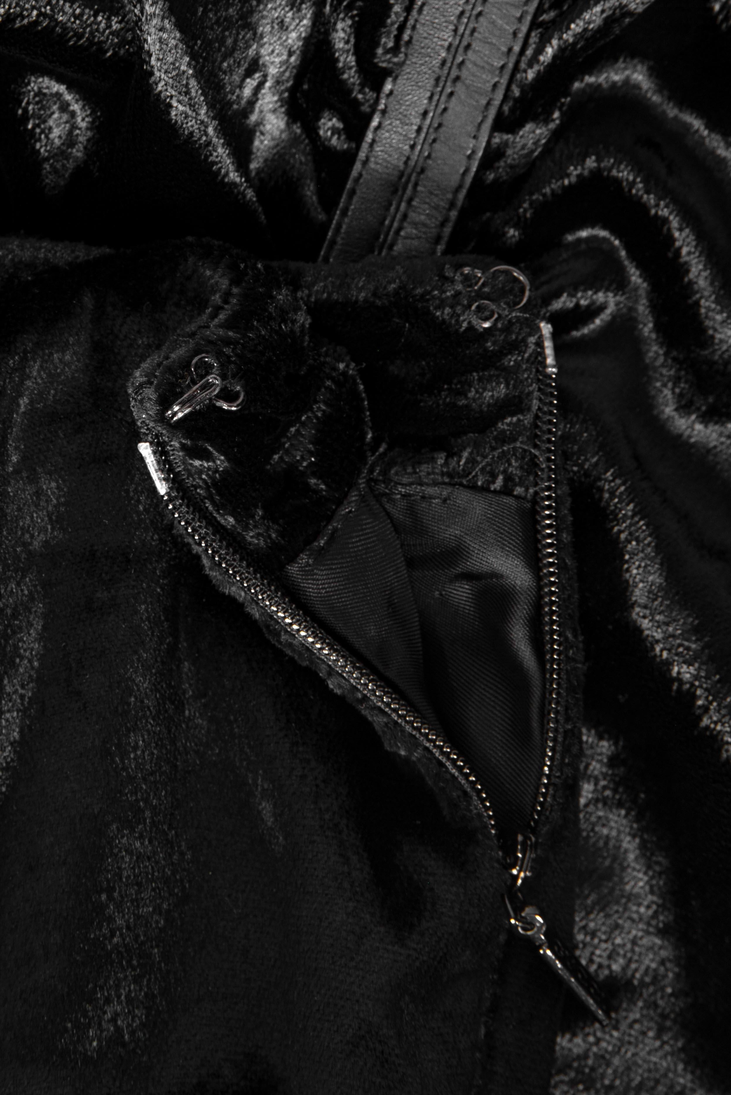 Herbst 1999 GUCCI Tom Ford Dokumentierte drapierte Hose aus schwarzem Samt und Leder mit Streifen im Angebot 6