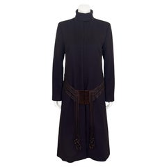 Herbst 2000 Chloe by Stella McCartney Laufsteg Brauner Wollmantel mit Schleifengürtel