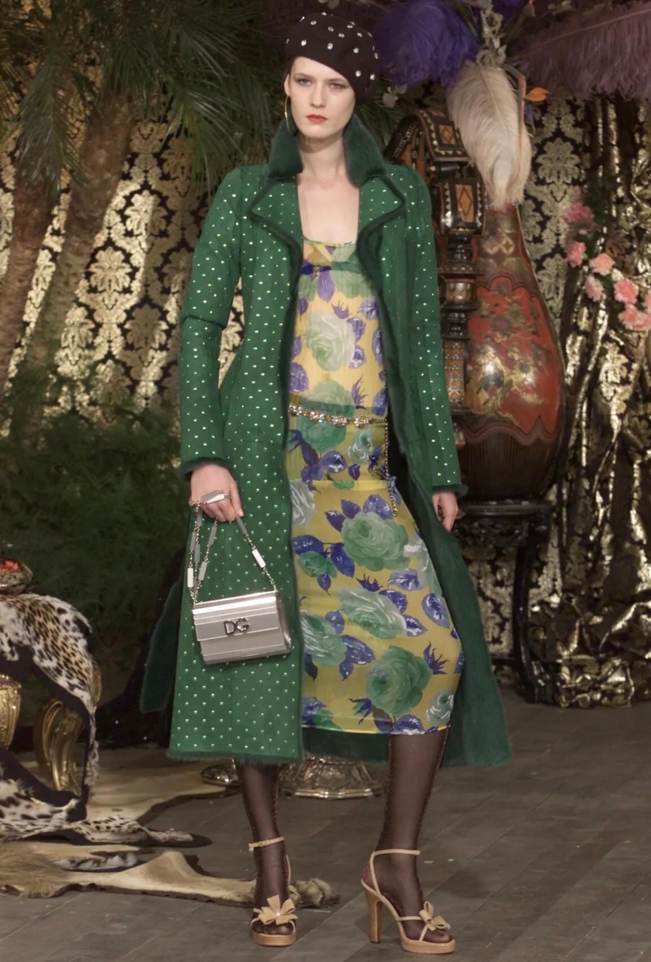 Green Fall 2000 Dolce & Gabbana Pleated Silk Dress For Sale