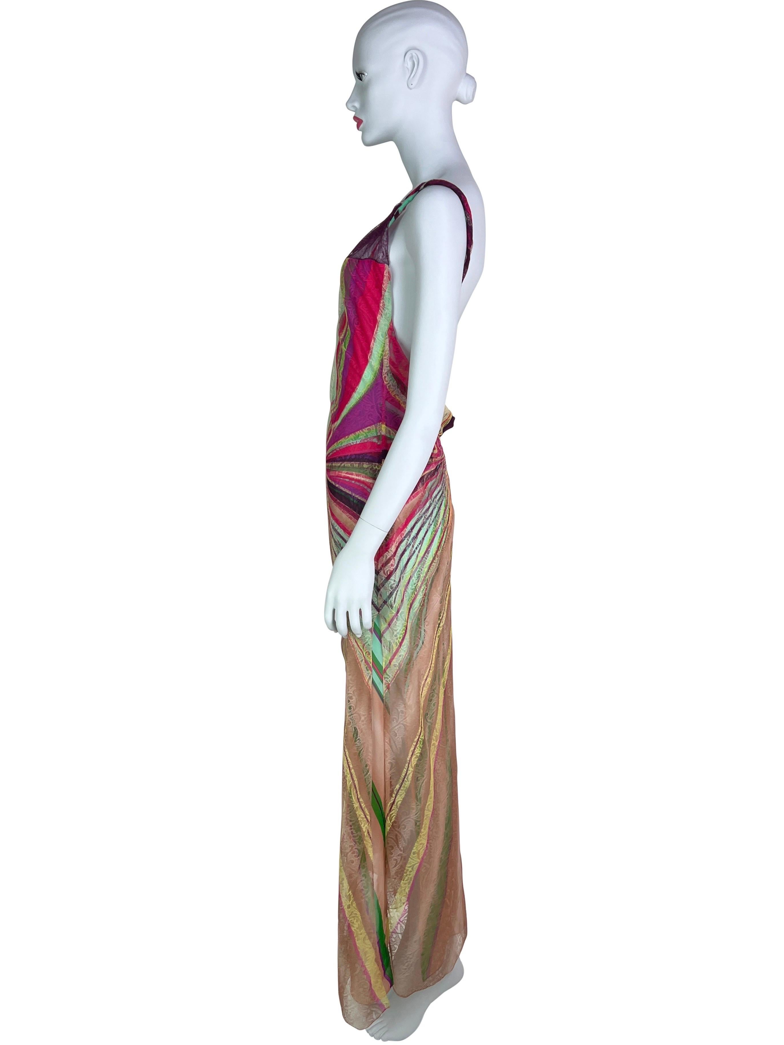 Automne 2000 Versace - Robe imprimée en dentelle en vente 1