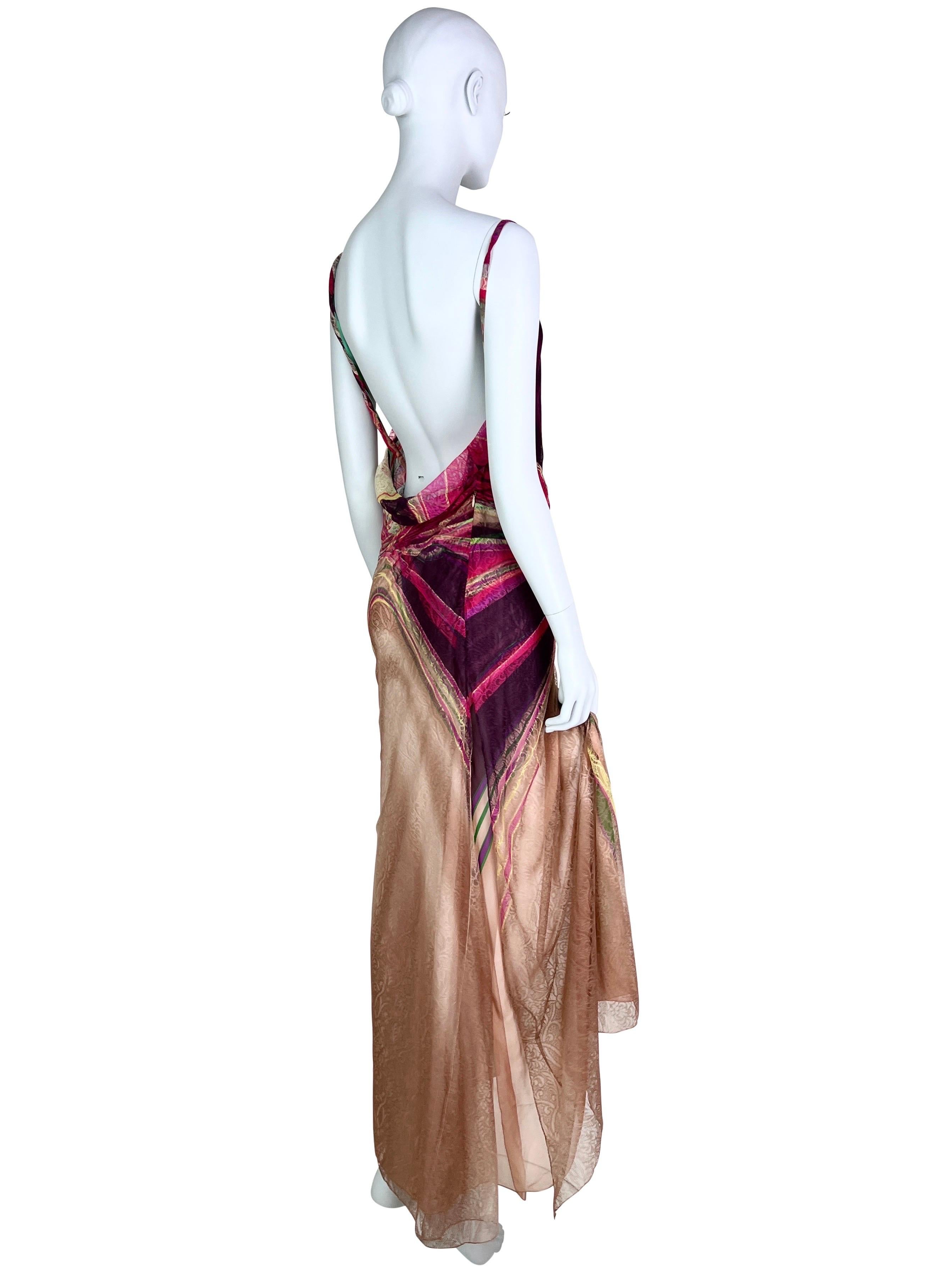Automne 2000 Versace - Robe imprimée en dentelle en vente 3