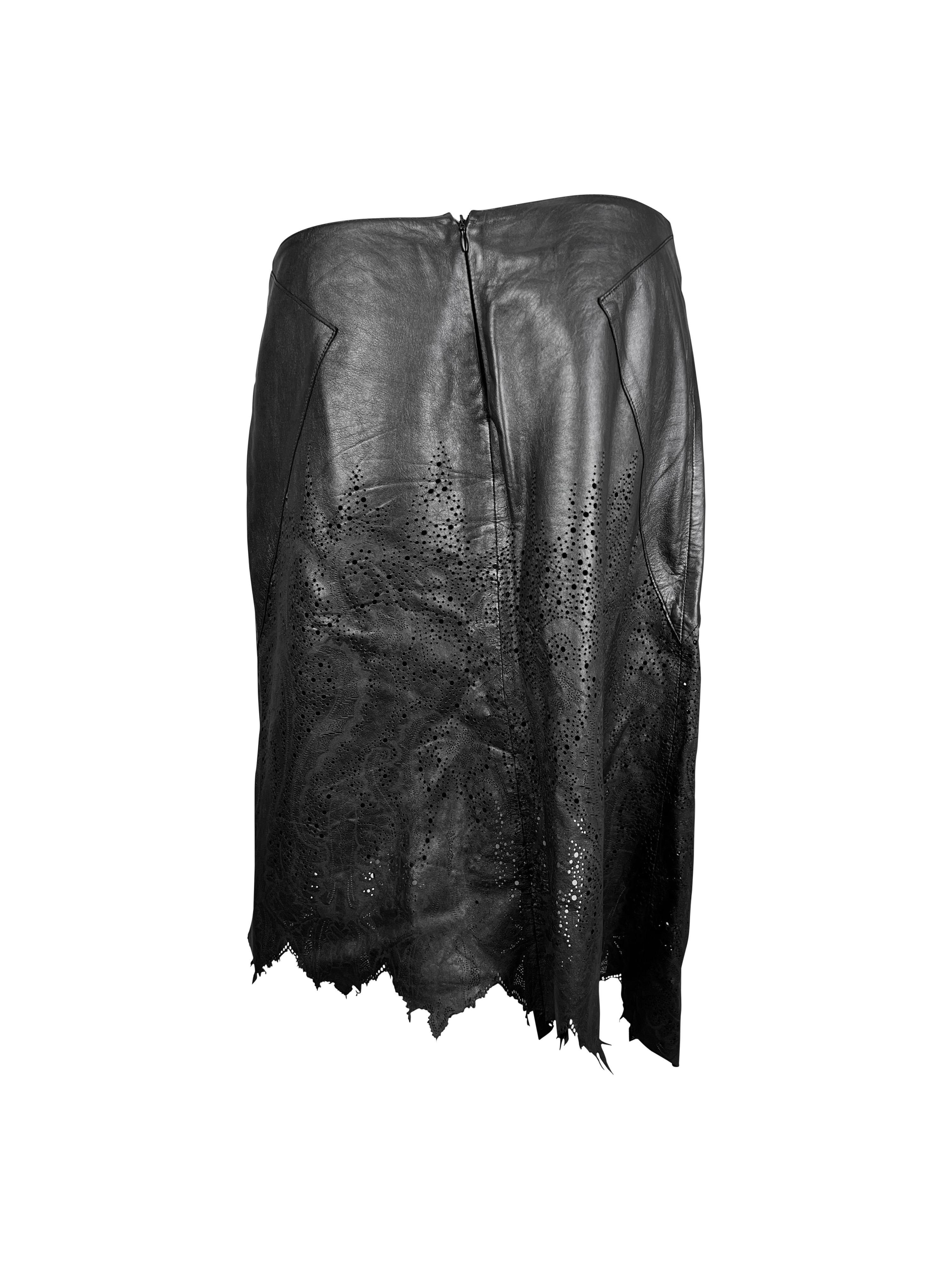 Fall 2001 Roberto Cavalli Leather Skirt In Excellent Condition For Sale In Prague, CZ