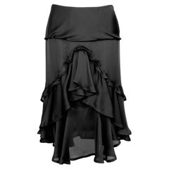Fall 2002 Yves Saint Laurent/YSL by Tom Ford Black Ruffled Silk Skirt