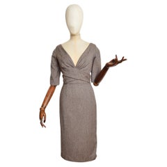 Fall 2005 Alexander McQueen Brown Tweed Wool Tailored Shift 1950
s Wiggle Dress