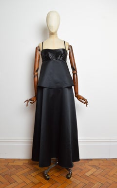 Fall 2007 Emporio Armani Black Duchess satin Beadwork Strappy Long Evening Gown