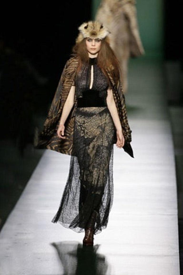 Fall 2008 Runway Jean Paul Gaultier Lace and Velvet Dress For Sale 2