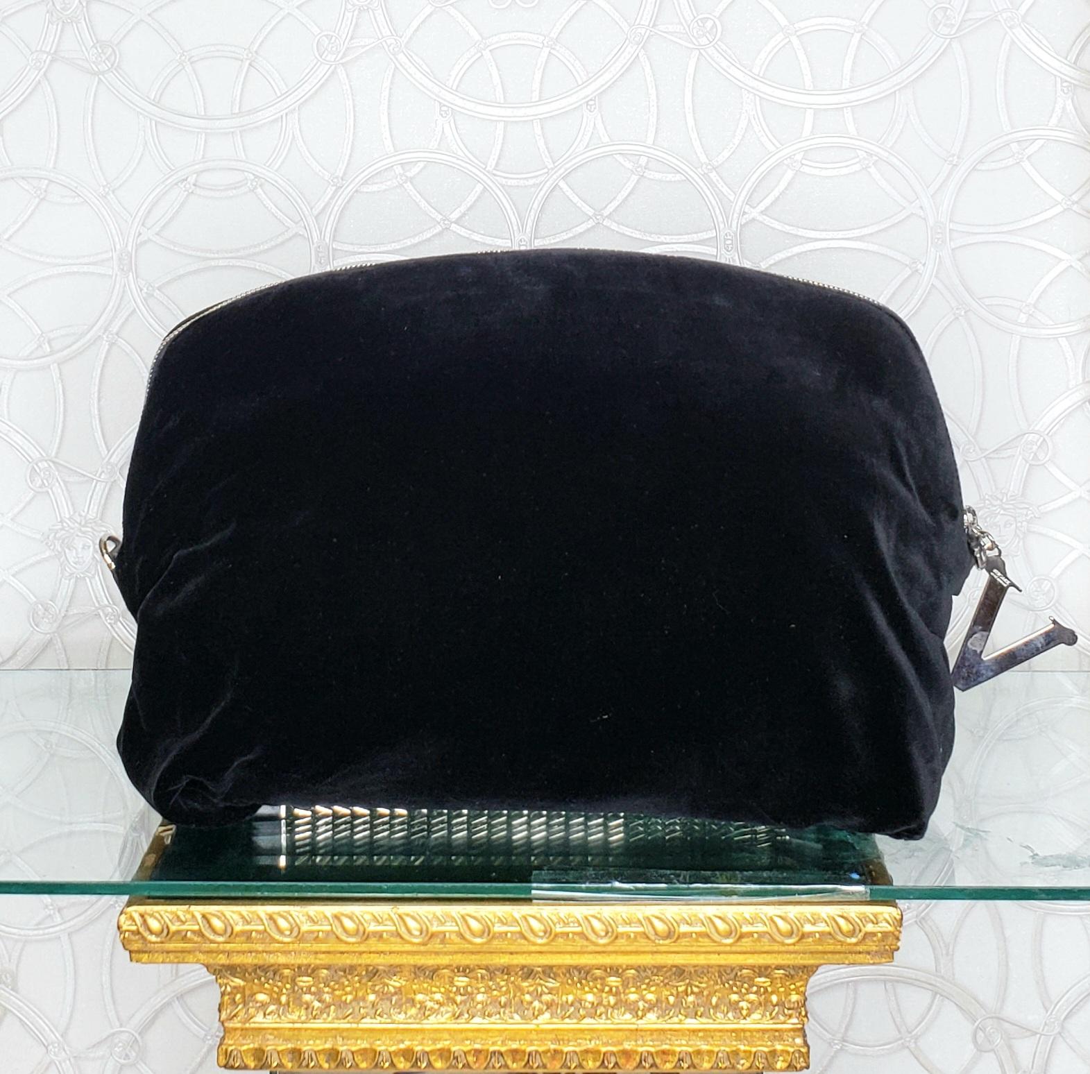 Women's Fall/2012 Look # 5 VERSACE CROSS CRYSTALL-EMBELLISHED BLACK VELVET CLUTCH