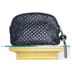 Fall 2012 VERSACE BLACK NAPPA LEATHER QUILTED VANITAS Bag w/BOTTOM HANDLE