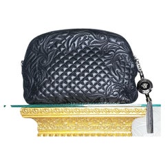 Fall 2012 VERSACE BLACK NAPPA LEATHER QUILTED VANITAS Bag w/BOTTOM HANDLE