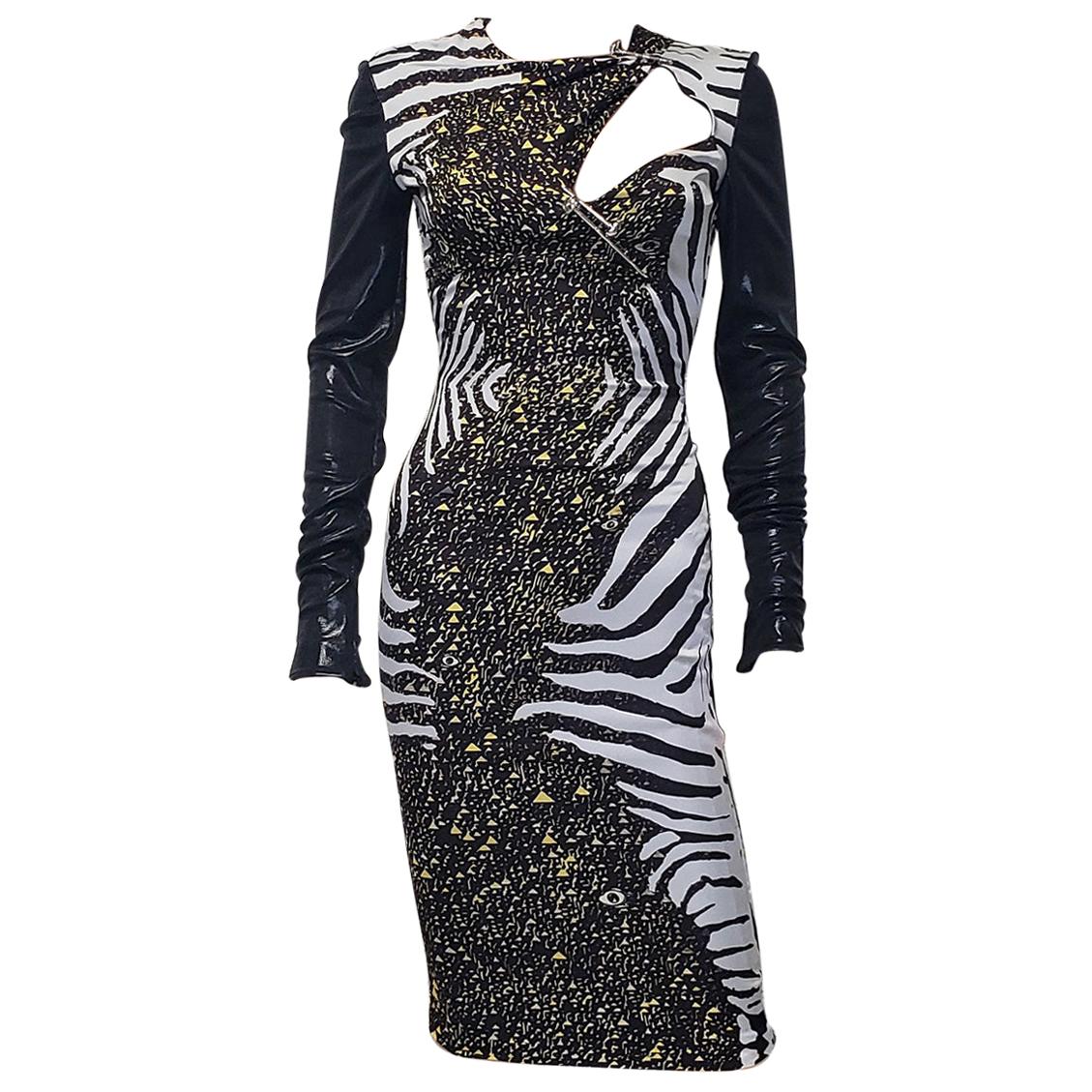 Fall 2013 NEW VERSACE STRETCH SILK GEORGETTE COCKTAIL DRESS 38 - 4 For Sale