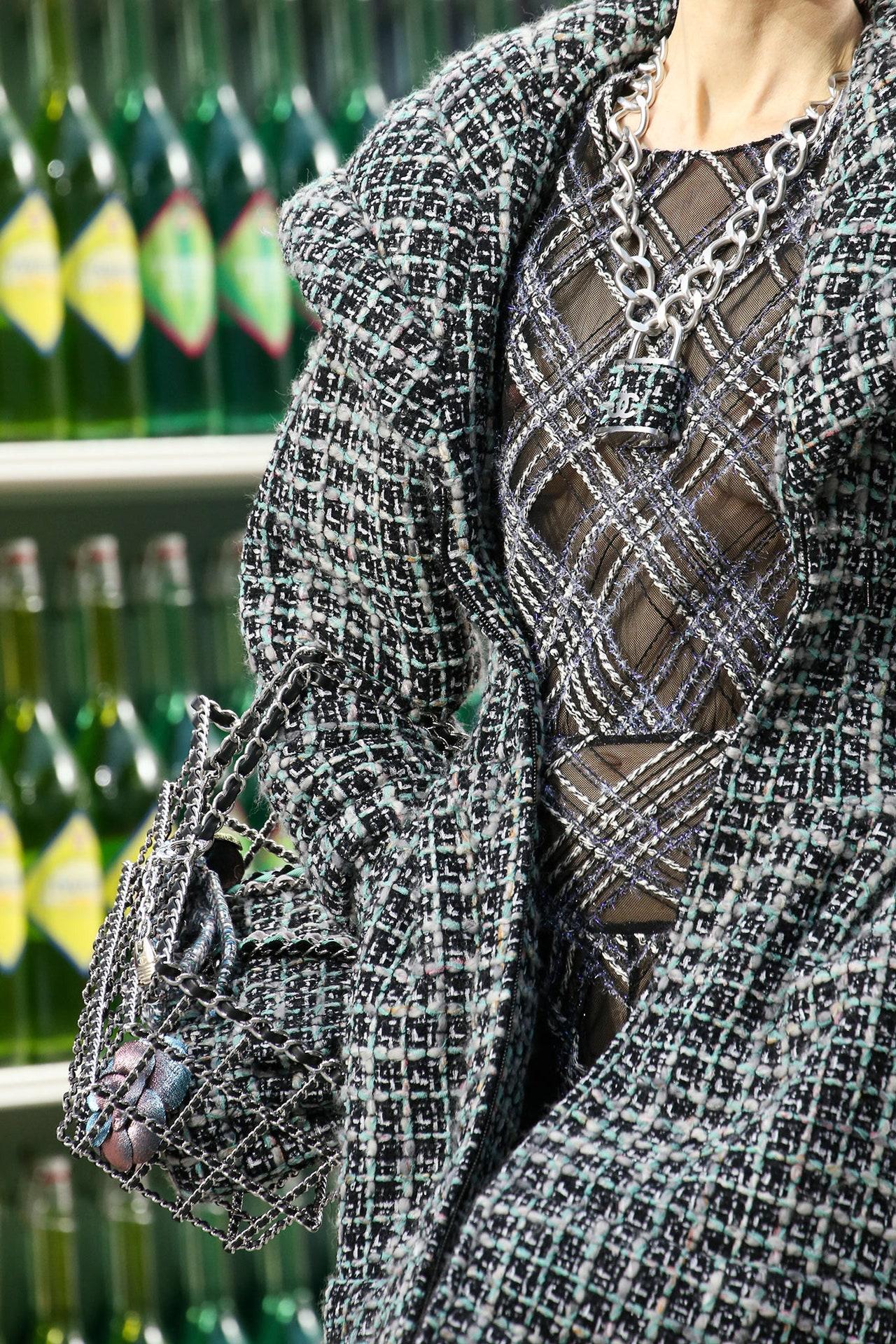 Herbst 2014 Laufsteg CHANEL Supermarket Tweed Padlock Kette Halskette im Angebot 5