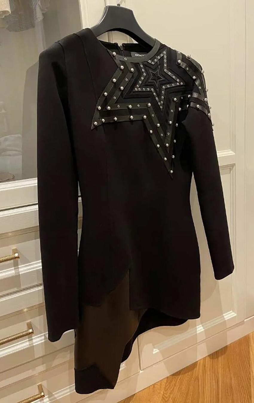 Fall 2015 ANTHONY VACCARELLO BLACK WESTERN STARS MINI DRESS Sz IT 38 In Excellent Condition In Montgomery, TX