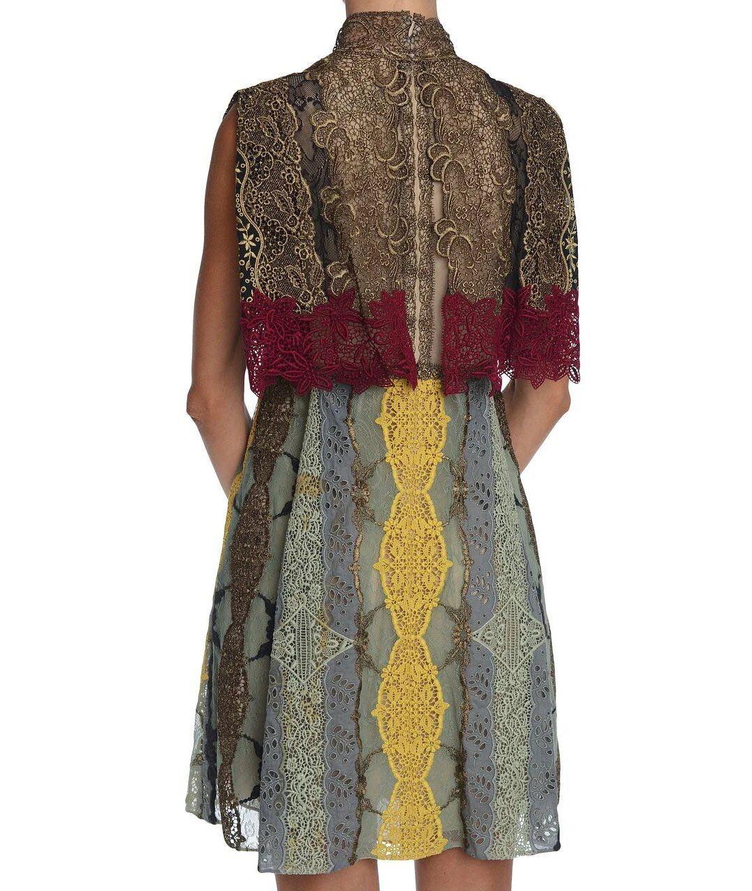 Fall/2015 L#22 VALENTINO MULTI COLOR LACE DRESS from Celebrity Closet EU 38 In Excellent Condition In Montgomery, TX