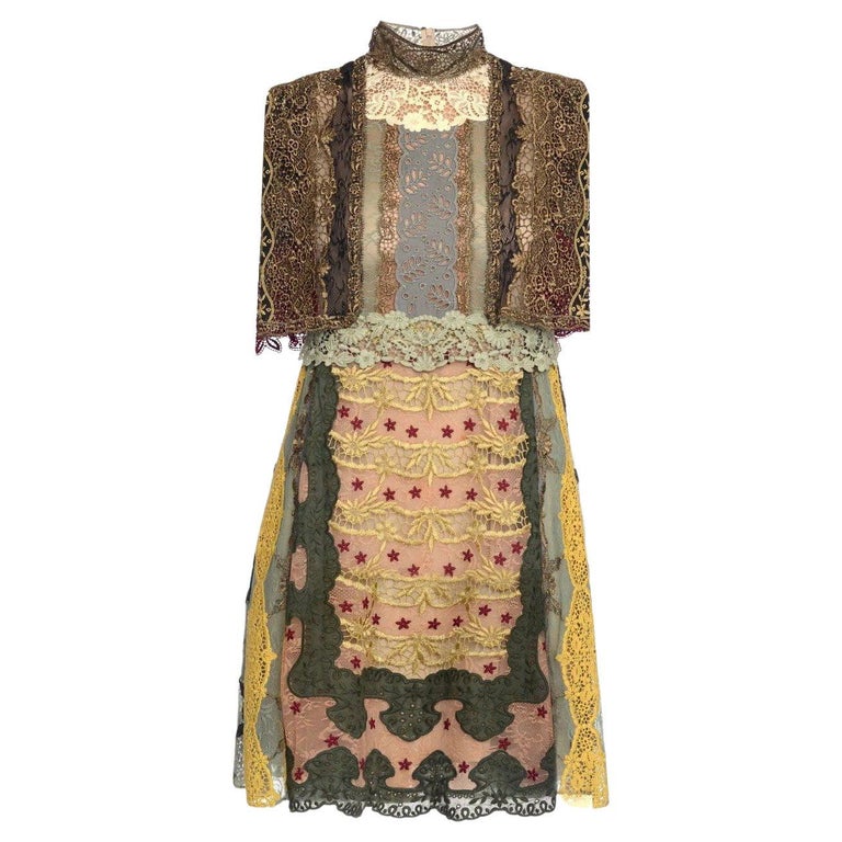 Fall/2015 L#22 VALENTINO MULTI COLOR LACE DRESS from Celebrity Closet EU 38  For Sale at 1stDibs