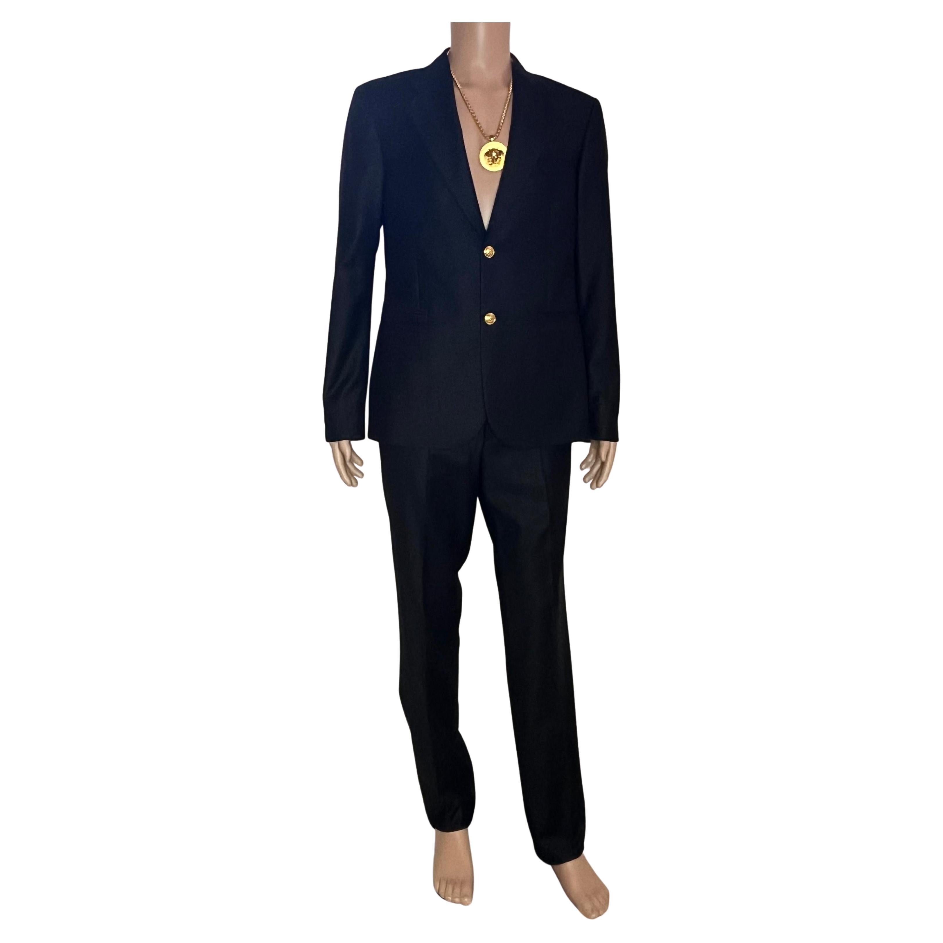 Fall 2015 look #14 NEW VERSACE BLACK WOOL and CASHMERE SUIT 50 - 40 (L) For Sale