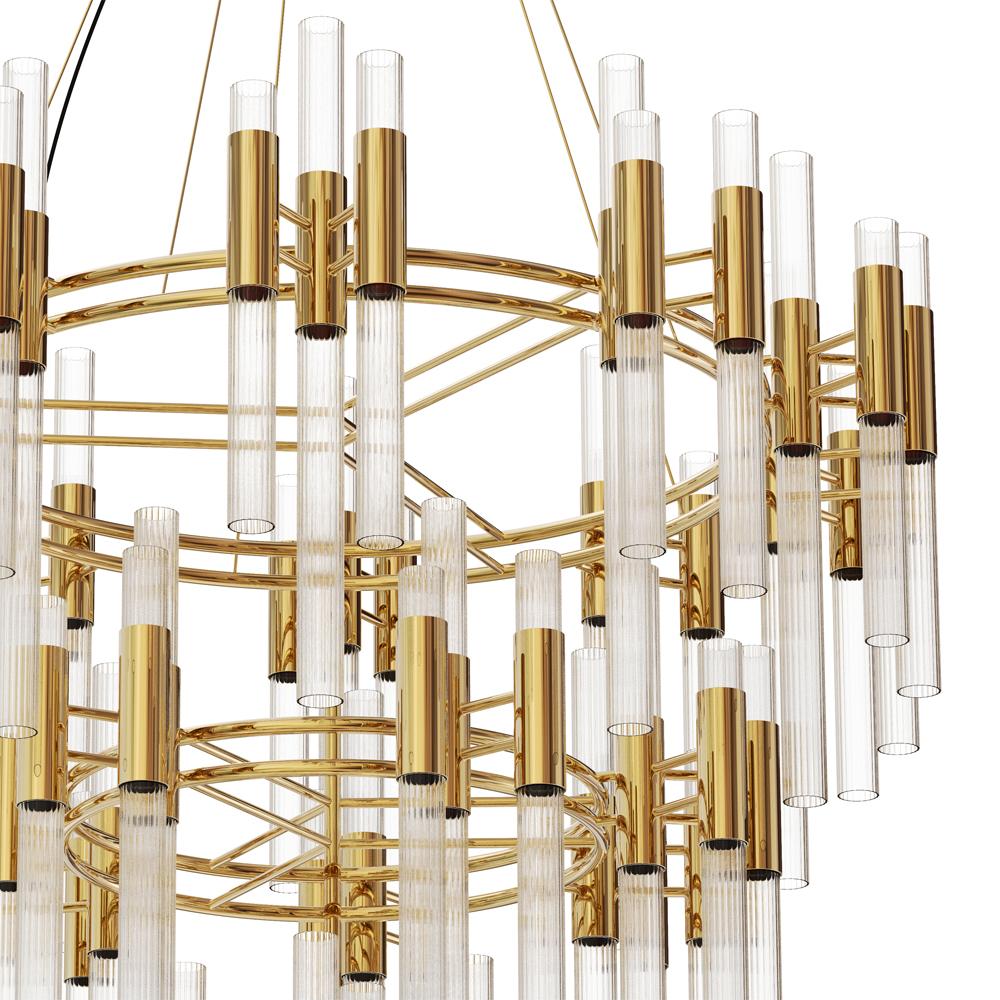 Portuguese Fall Chandelier with Crystal Glass Fine Tubes For Sale