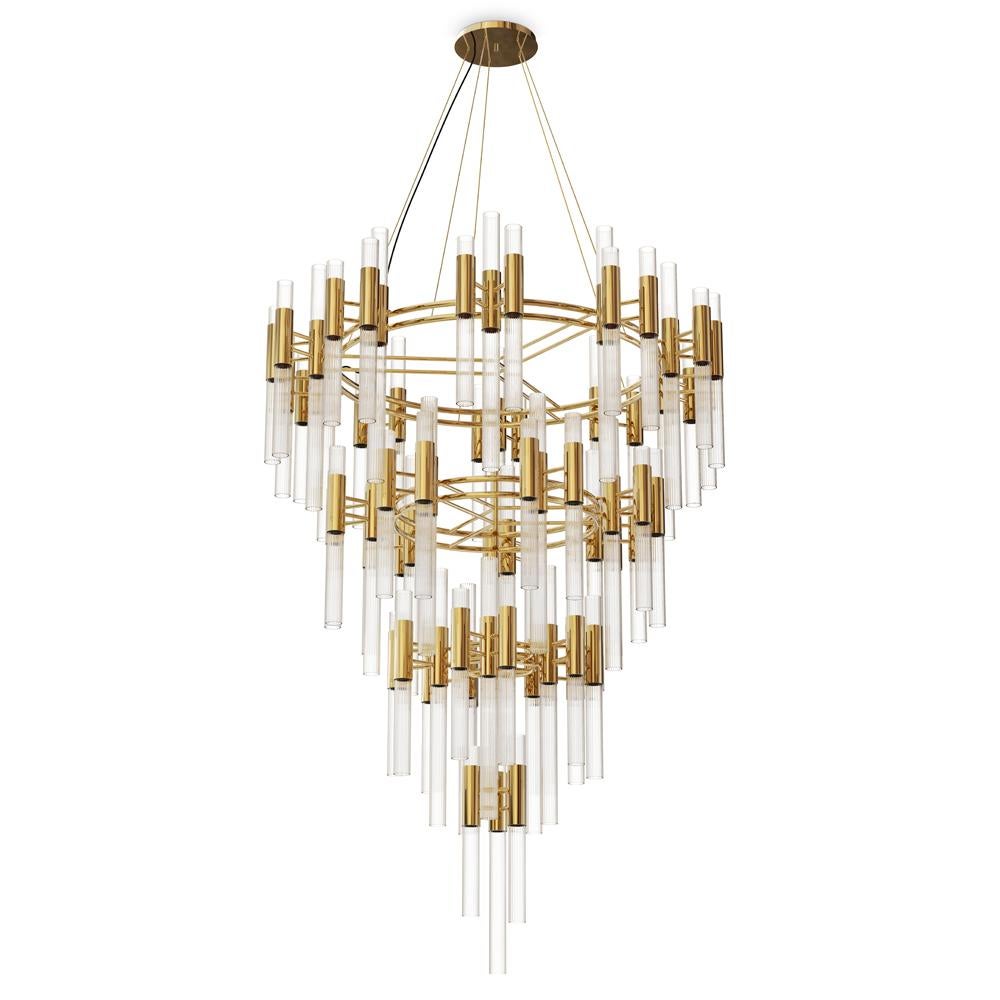 Fall Chandelier with Crystal Glass Fine Tubes For Sale