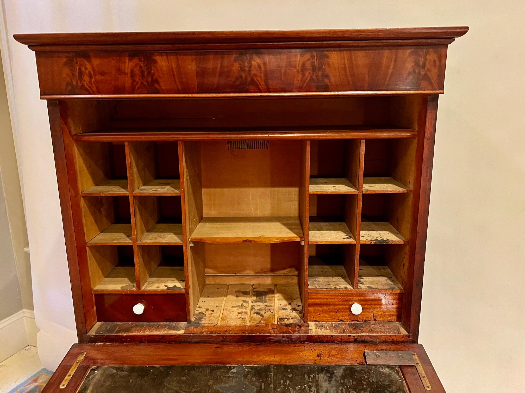 American Fall Front Mahogany Clerk's Desk, America, Circa: 1850