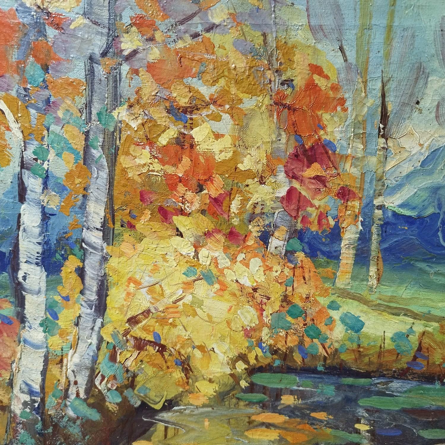 Français Paysage d'automne par Léopold Lecomte en vente