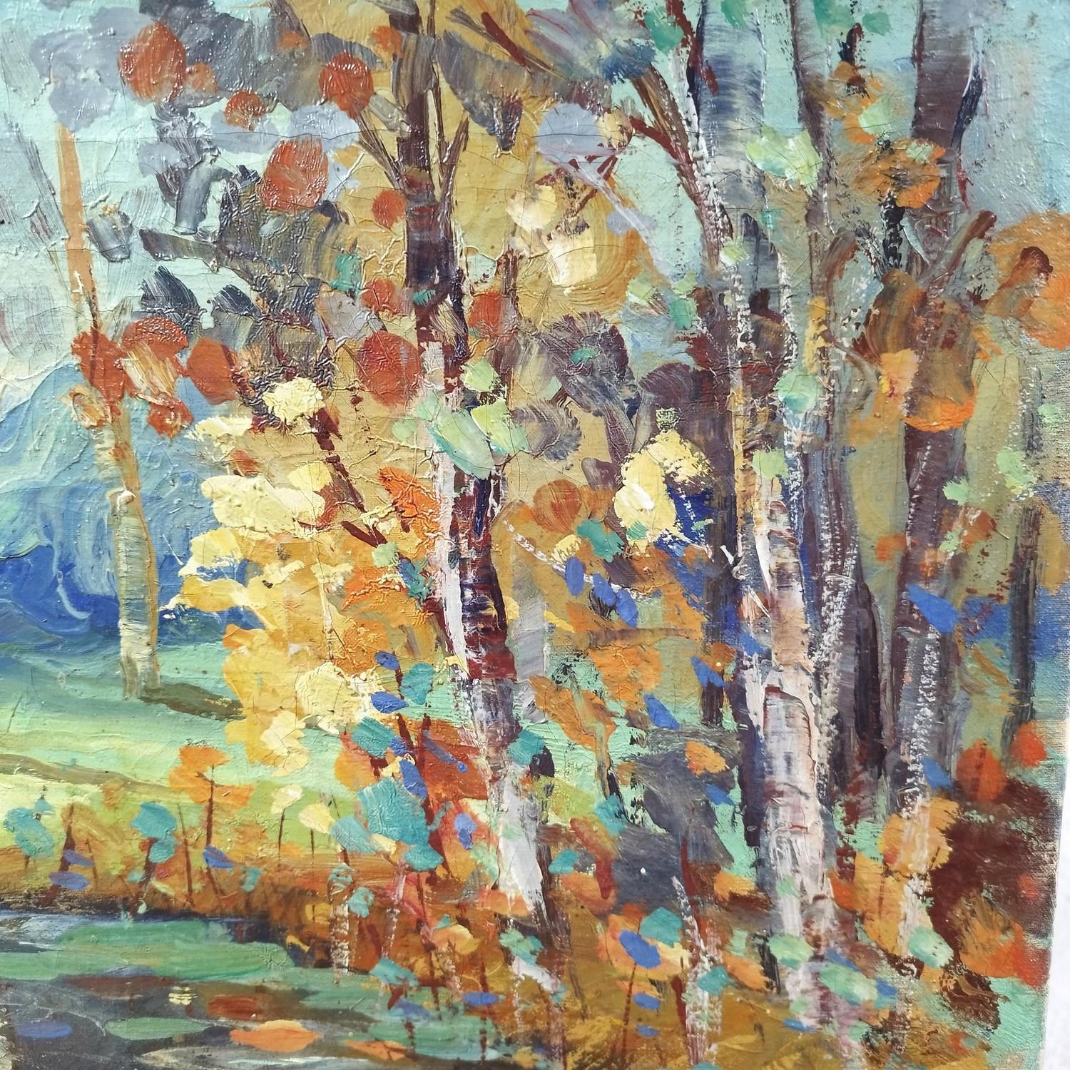 Paysage d'automne par Léopold Lecomte Bon état - En vente à NANTES, FR
