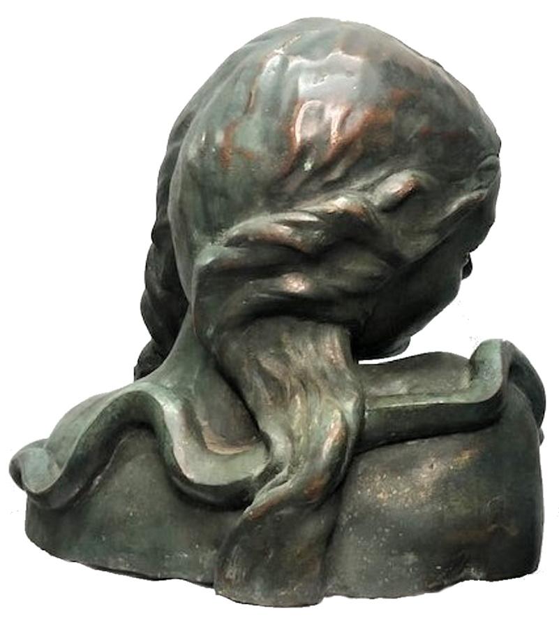 Patiné Fall of Eve, Sculpture Art Déco en bronze patiné multicolore, vers 1920 en vente