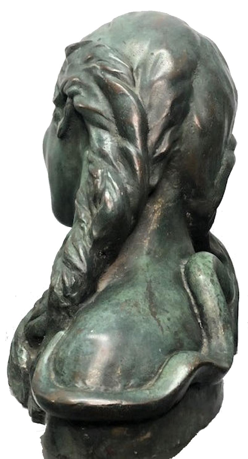 Fall of Eve, Sculpture Art Déco en bronze patiné multicolore, vers 1920 Bon état - En vente à New York, NY