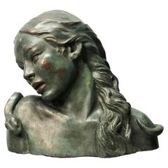 Antique Fall of Eve, Art Deco Multi-Color Patinated Bronze Sculpture, ca. 1920
