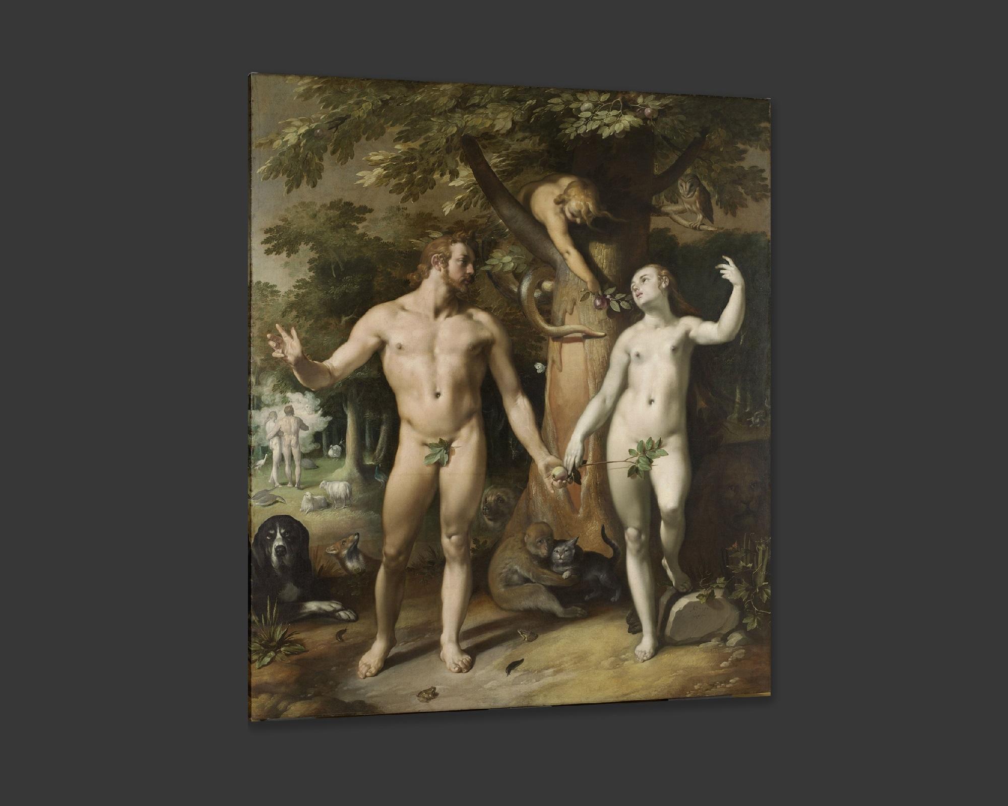 Contemporary Fall of Man, after Renaissance Revival Oil Painting by Cornelis Van Haarlem For Sale