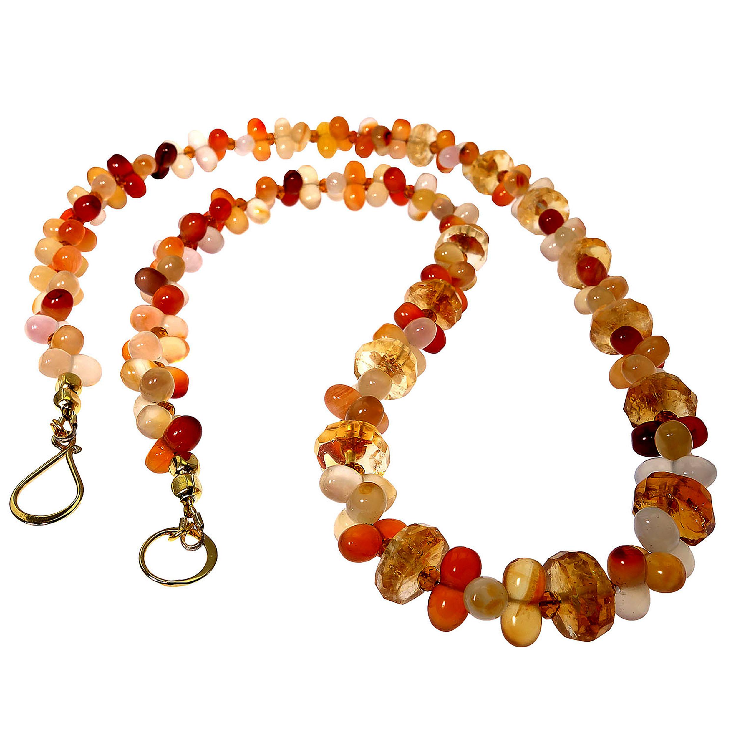 AJD Fall Tone Multi-Color Agate and Citrine 25 Inch Necklace 1